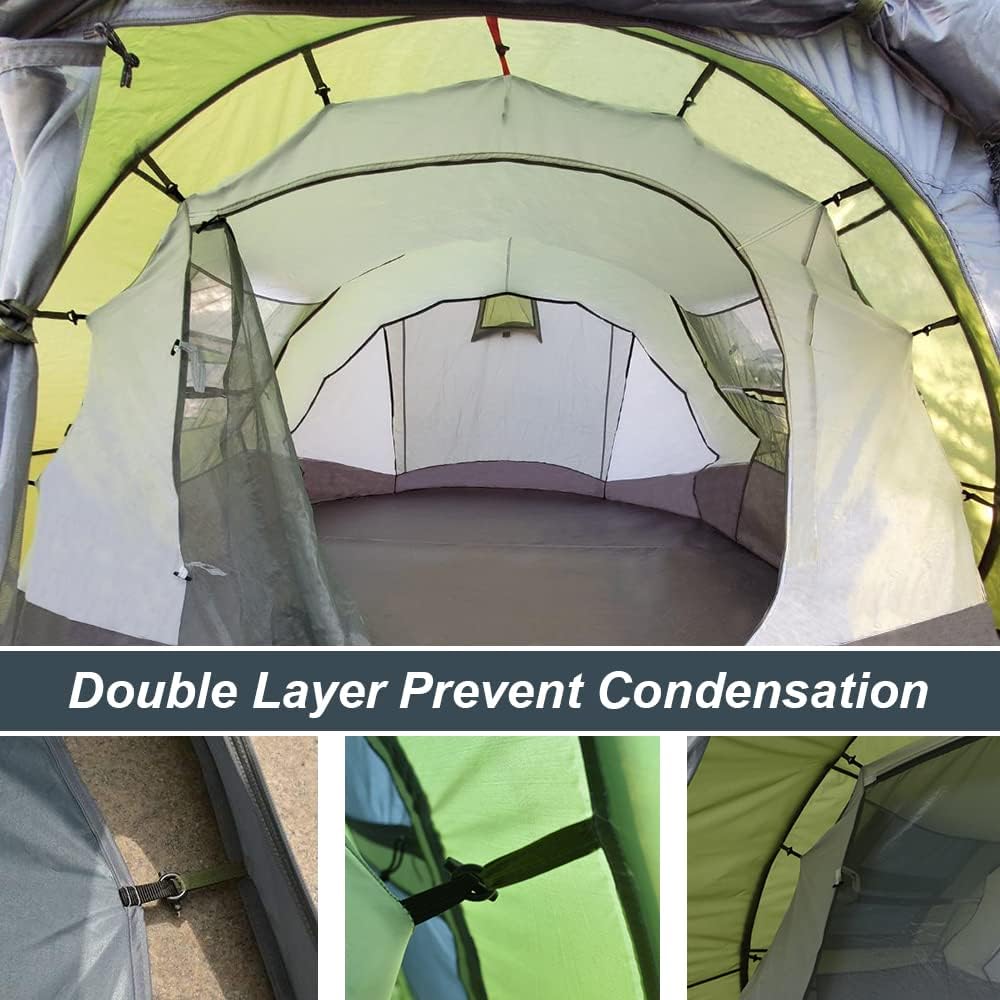 6 Person Easy Pop Up Tents for Camping - AYAMAYA Double Layer Waterproof Instant Tent with Vestibule  Porch, Large Size Family Tent Automatic Setup for 4-6 People Camping Hiking (Poles Included)