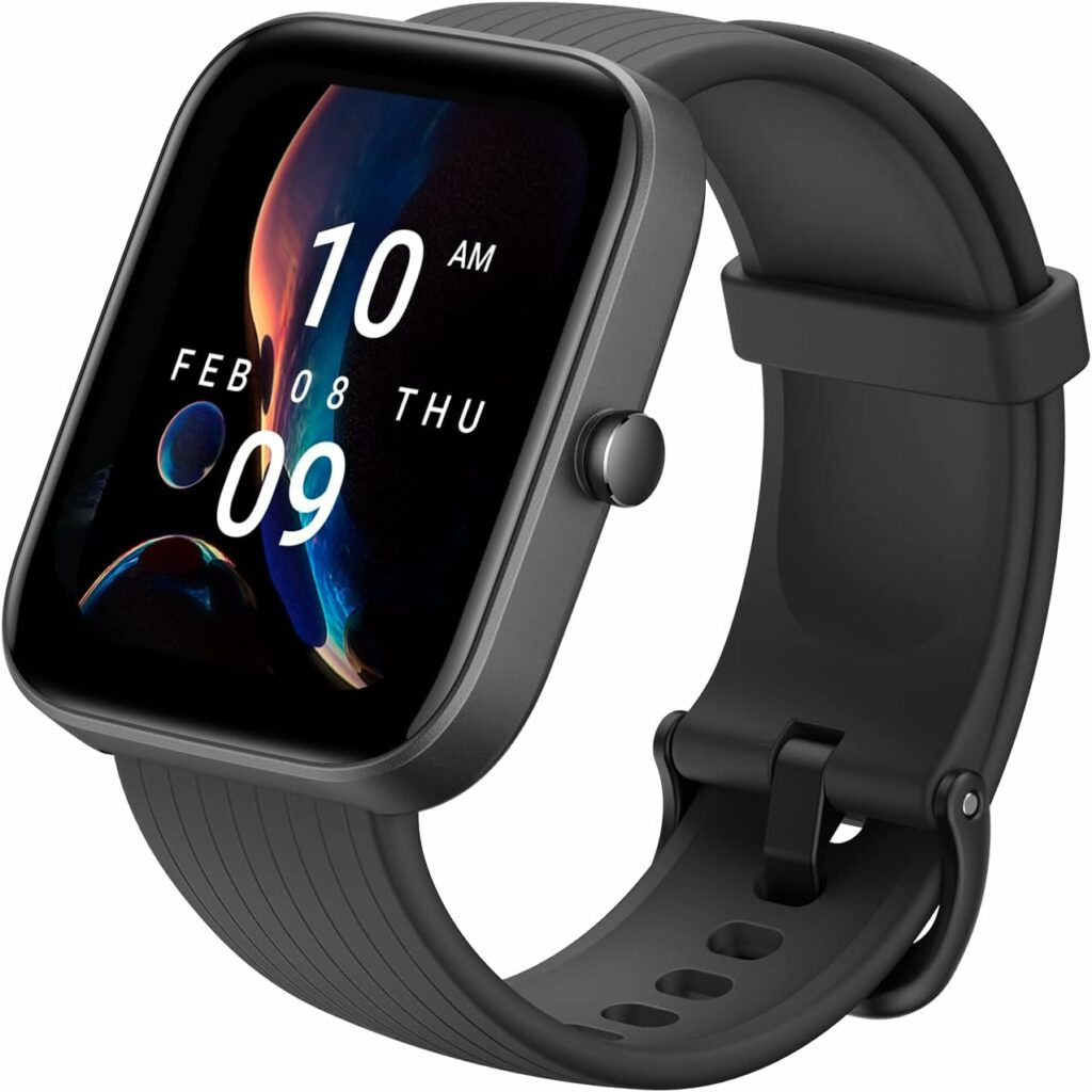 Amazfit Bip 3 Pro Smart Watch for Android iPhone, 4 Satellite Positioning Systems, 1.69 Color Display, 14-Day Battery Life, 60+ Sports Modes, Blood Oxygen Heart Rate Monitor, Water-Resistant(Black)