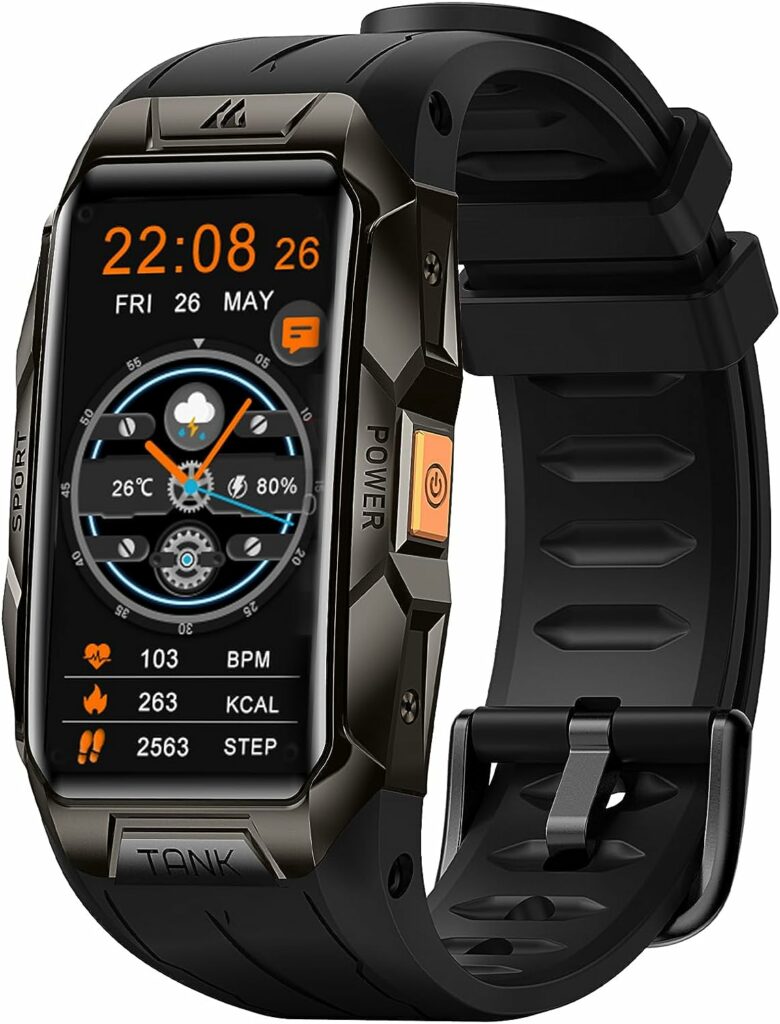 AMAZTIM Smart Watch-100M Waterproof,50Days Extra-Long Battery,3D Curved Glass Full Metal,Fitness Tracker with 24H Heart Rate/Sleep Monitor,1.47HD AMOLED Display,70 Sports Modes with smart recognition
