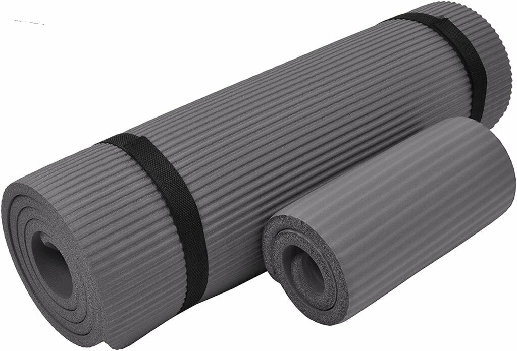 BalanceFrom  All Purpose 1/2-Inch Extra Thick High Density Anti-Tear Exercise Yoga Mat and Knee Pad with Carrying Strap and Yoga Blocks