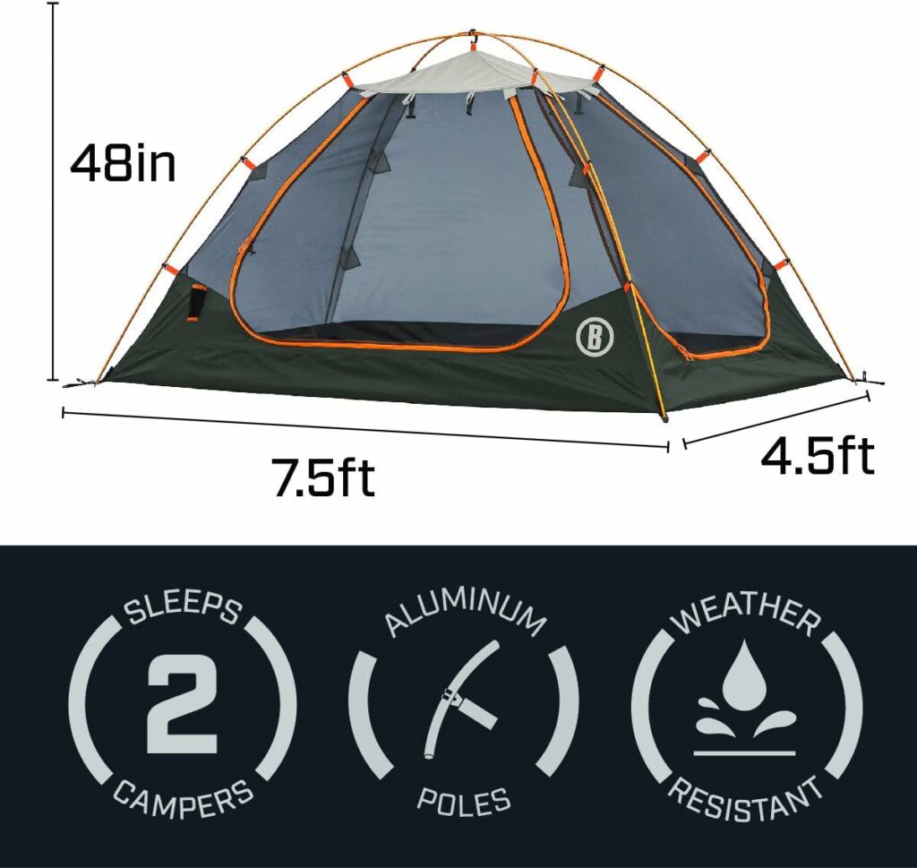 Bushnell Backpacking Tents - 1 and 2 Person Options, Lightweight, Durable, Water Resistant, Great for Hiking, Hunting, Camping