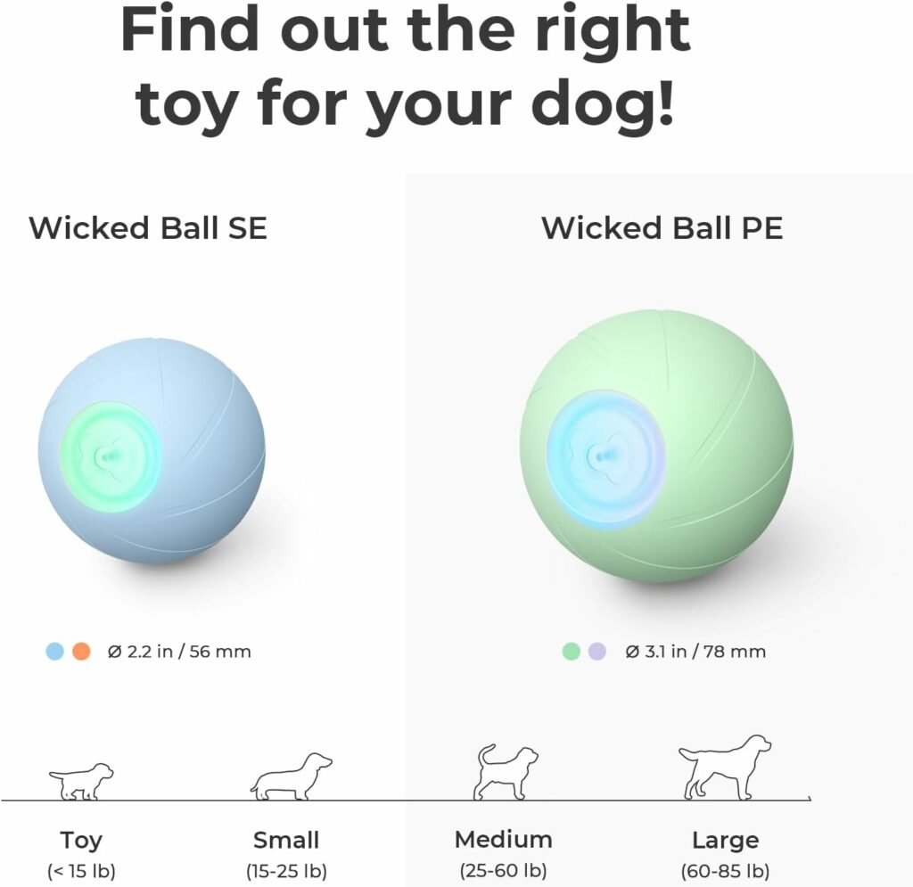 Cheerble Smart Interactive Dog Toy, Wicked Ball SE, Automatic Moving Bouncing Rotating Ball with 3 Interactive Modes, Active Rolling Ball for Small Dogs, Peppy Pet Ball with Lights, Fun Birthday Gift