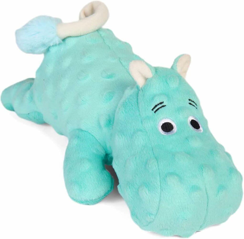 DODODOLA Dog Toys Durable Squeaky Dog Toys with Crinkle Paper Cute Stuffed Hippo Dog Plush Toys for Large Breed Dog Chew Toys for Small, Medium, Large Dogs (Lie Prone)