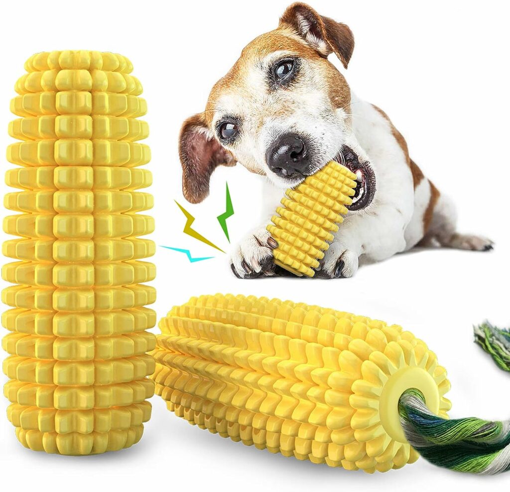 Dog Chew Toys for Aggressive Chewers, Indestructible Tough Durable Squeaky Interactive Dog Toys, Puppy Teeth Chew Corn Stick Toy for Small Meduium Large Breed