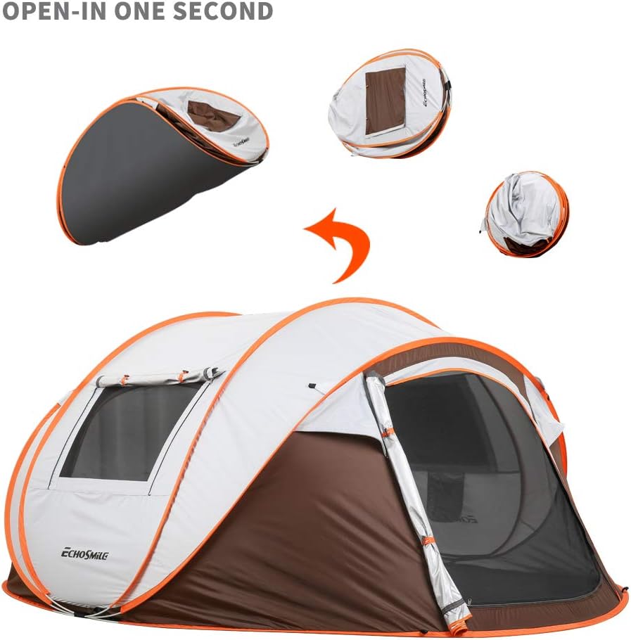 EchoSmile Camping Instant Tent, 2/4/6/8/10 Person Pop Up Tent, Water Resistant Dome Tent, Easy Setup for Camping Hiking and Outdoor, Portable Tent with Carry Bag, for 3 Seasons…