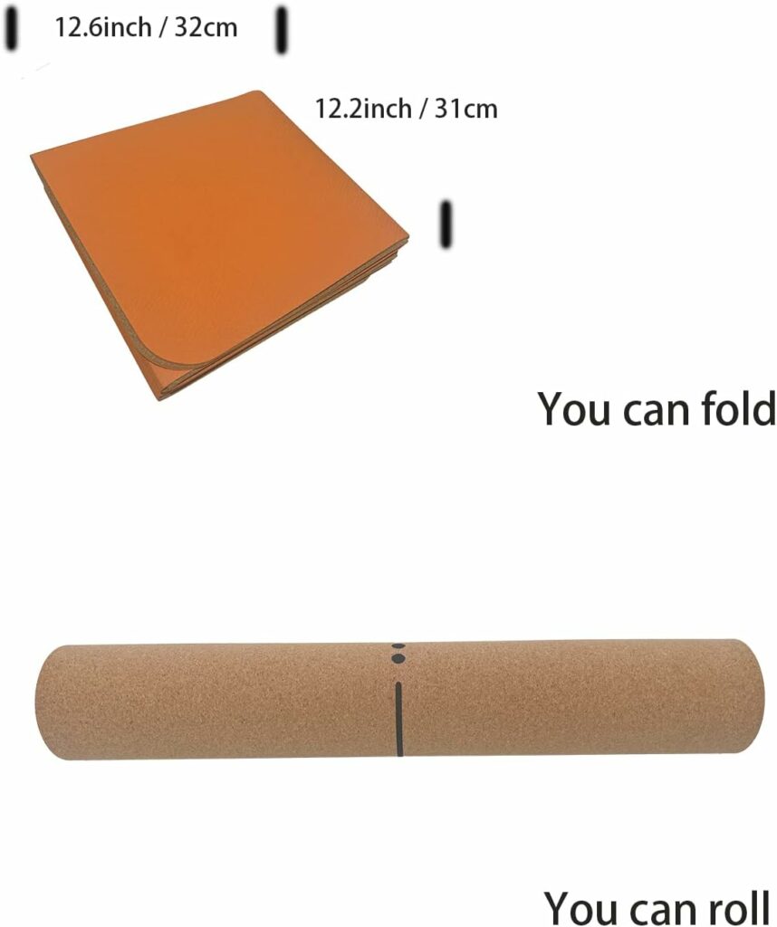 EKE 5mm thickness foldable cork non-slip yoga mat yoga gift for women and men sports training lightweight fitness folding travel gym mat with canvas tote bag