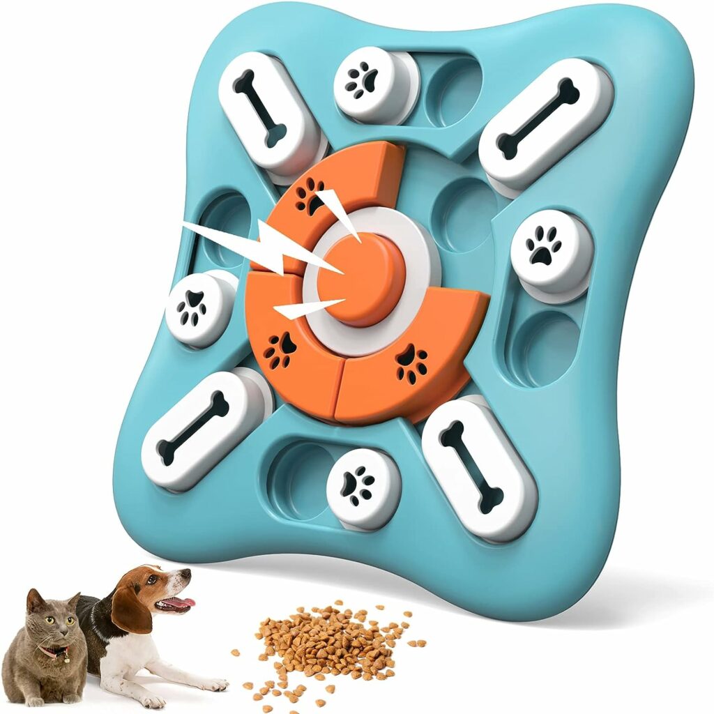 FOXMM Interactive Dog Treat Puzzle Toys for IQ Training  Mental Stimulating,Fun Slow Feeder,Large Medium Small Dogs Enrichment Toys with Squeak Design