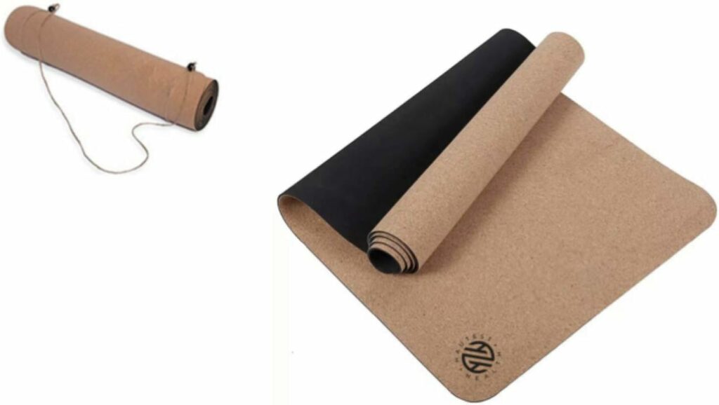 Hautest Health Cork and Natural Rubber Yoga Mat Includes Carrying Strap, 72x24 Thick Non-Slip Fitness Mat For Pilates, Bikrim Yoga, Hot Yoga, and Floor Exercises