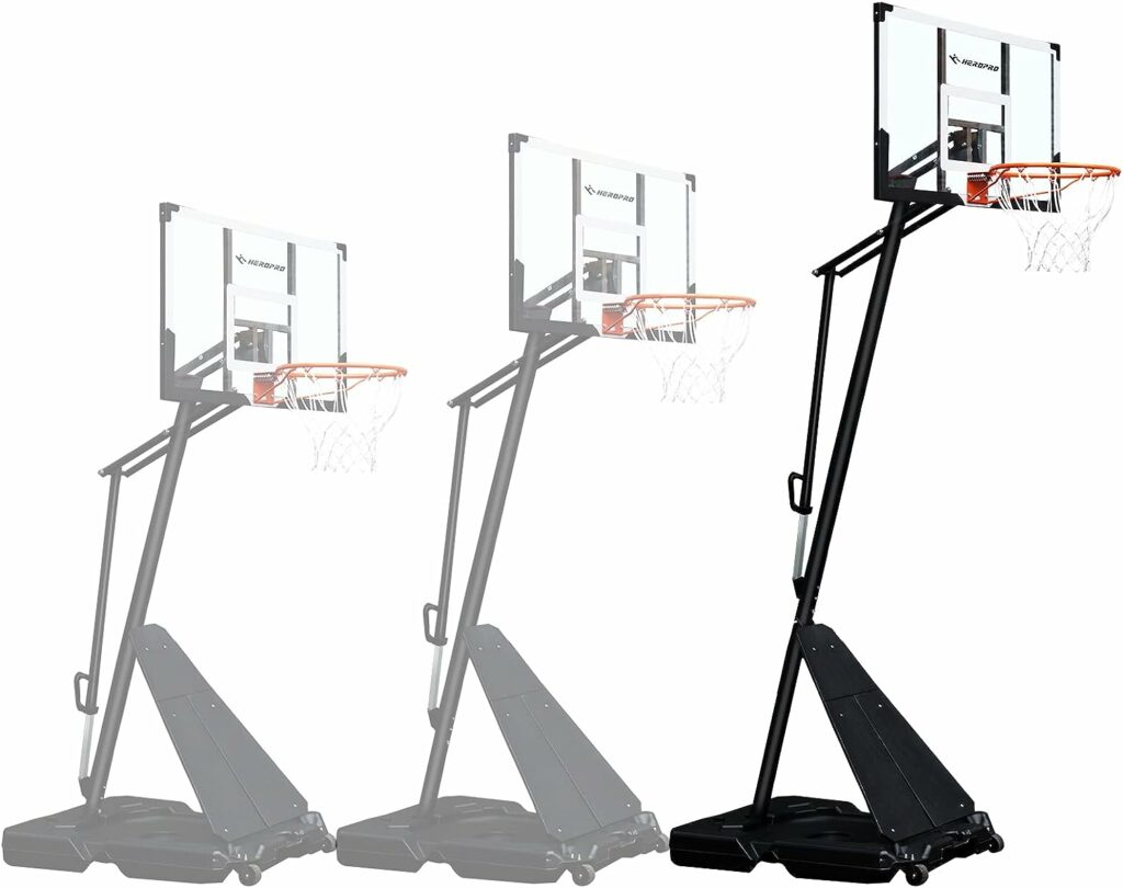 HEROPRO Basketball Hoop Outdoor 4.8-10ft Adjustable, Basketball Goal System for Kids and Adults Indoor, 44In Backboard and 18In Rim