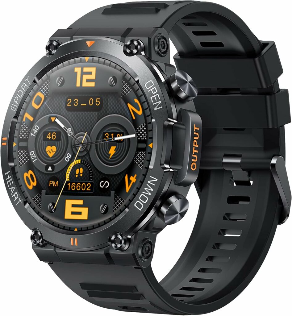 Military Smart Watches for Men Make Call 1.39 HD Big Screen Fitness Tracker Rugged Tactical Smartwatch Compatible with iPhone Samsung Android Phones Heart Rate Sleep Monitor Sports Watch