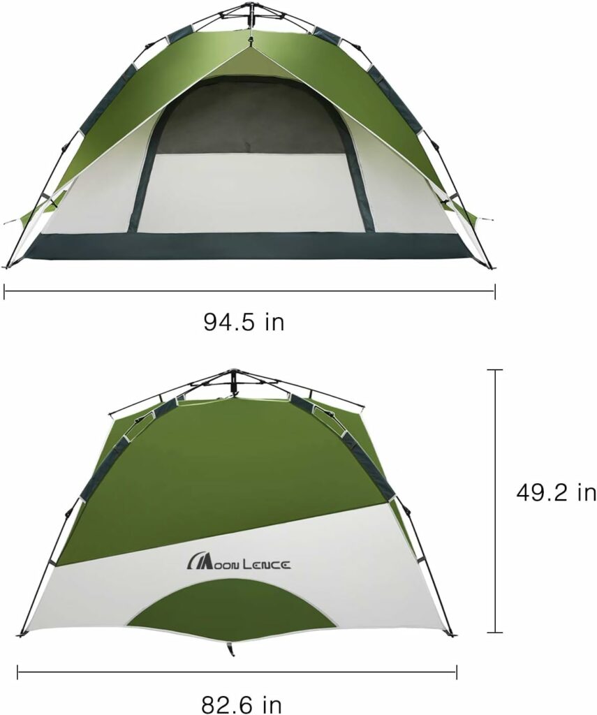 MOON LENCE Pop Up Tent Family Camping Tent for 4 Person Portable Instant Tent Automatic Tent Waterproof Windproof for Camping Hiking Mountaineering