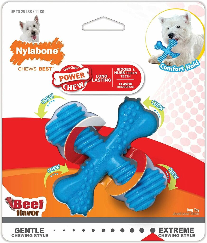 Nylabone Dog Toy Power Chew Dog Toy for Aggressive Chewers - X-Shape Dog Toy - Small - Up to 25 lbs.