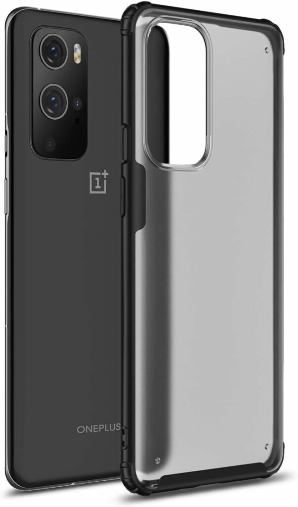 OnePlus 9 Pro Case [Frosting Transparent Back] Ultra-Thin Soft TPU [Shock Absorption] Slim Fit Lightweight Shockproof Armor Cover Hybrid Protective Case Compatible with OnePlus9 Pro (1+9 Pro, Black)