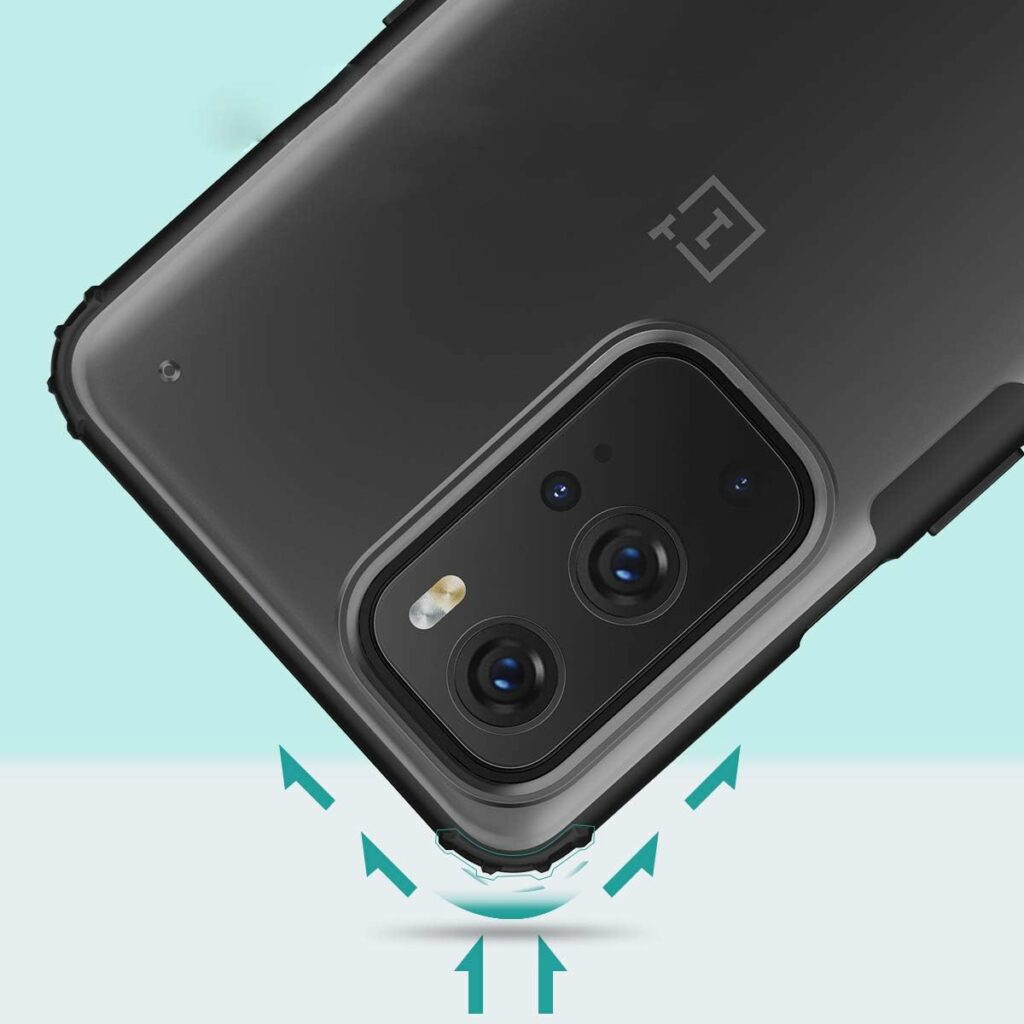 OnePlus 9 Pro Case [Frosting Transparent Back] Ultra-Thin Soft TPU [Shock Absorption] Slim Fit Lightweight Shockproof Armor Cover Hybrid Protective Case Compatible with OnePlus9 Pro (1+9 Pro, Black)