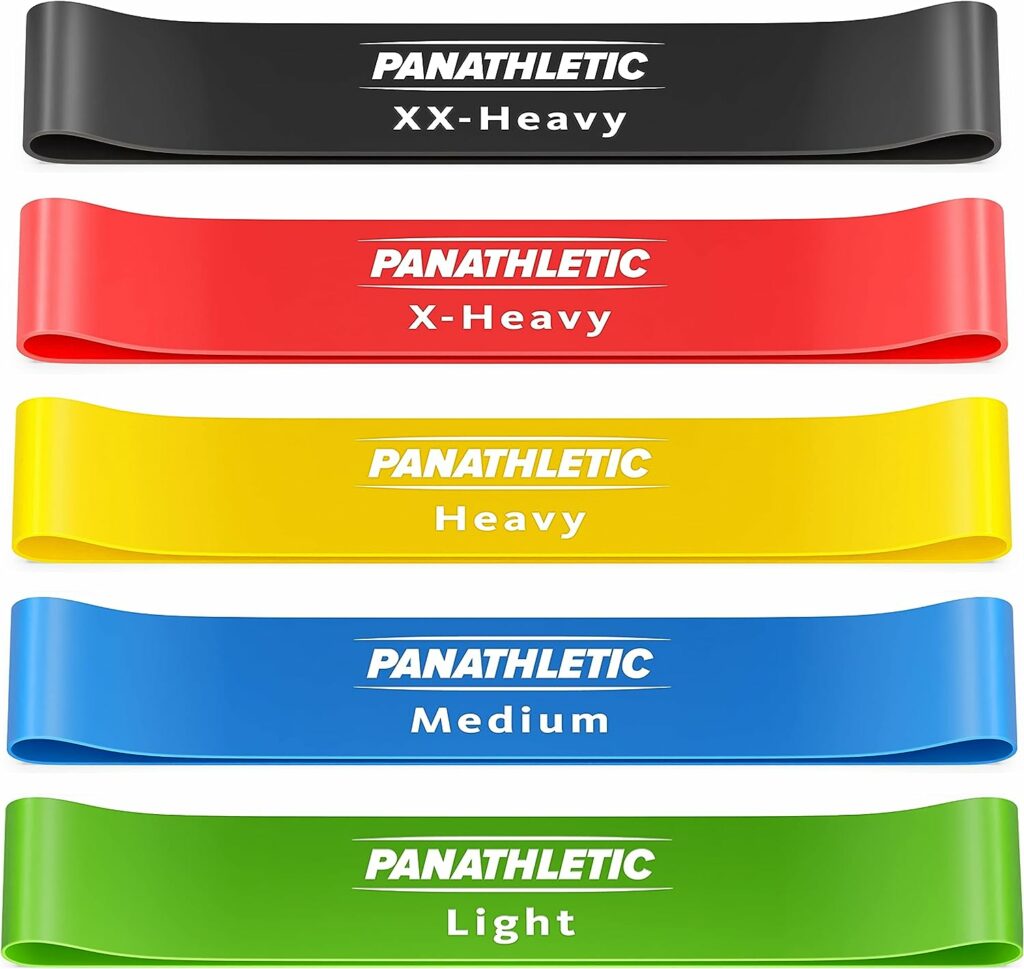 Panathletic Resistance Bands, Set of 5 Bands – 5 Different Resistance Levels, Exercise Guide, eBook, Carry Bag – 5X Booty Loop Band for Butt and Legs Women - Fitness Stretch Band for Workout Men