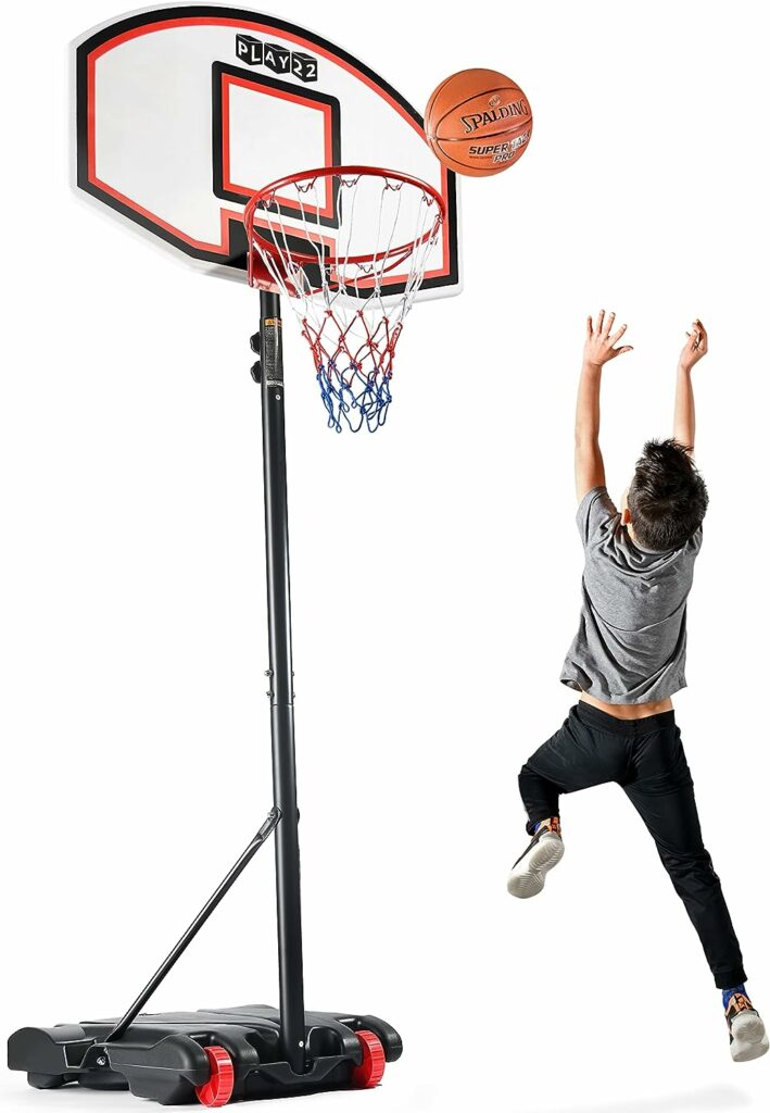Play22 Kids Adjustable Basketball Hoop Height 5-7 FT - Portable Basketball Hoop for Kids Teenagers Youth and Adults with Stand  Backboard Wheels Fillable Base - Basketball Goals Indoor Outdoor Play