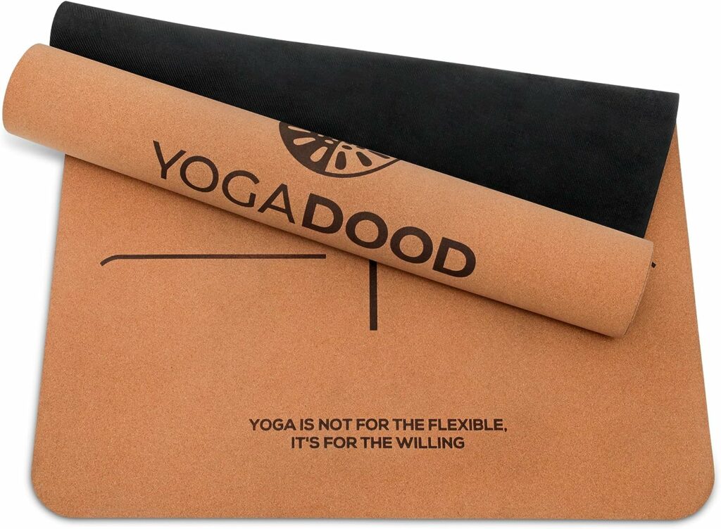 Premium Thick Cork Yoga Mat - Extra Long  Wide - 72” x 26” x 5mm - Non-Slip, Sweat-Resistant with Pose Alignment Lines for Bikram, Hot Yoga,  Workouts - by Yoga Dood