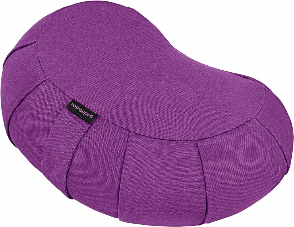 Retrospec Sedona Zafu Meditation Cushion Filled w/Buckwheat Hulls - Yoga Pillow for Meditation Practices - Machine Washable 100% Cotton Cover  Durable Carry Handle Round  Crescent