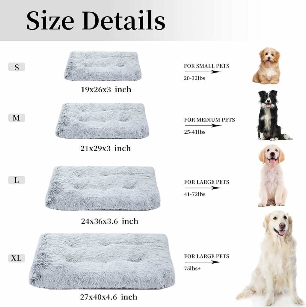 sycoodeal Dog Bed,Crate Pet Bed Kennel Pad,Soft Plush Washable,Comfortable Dog Bed,Suitable for Medium  Large Dogs (Grey)