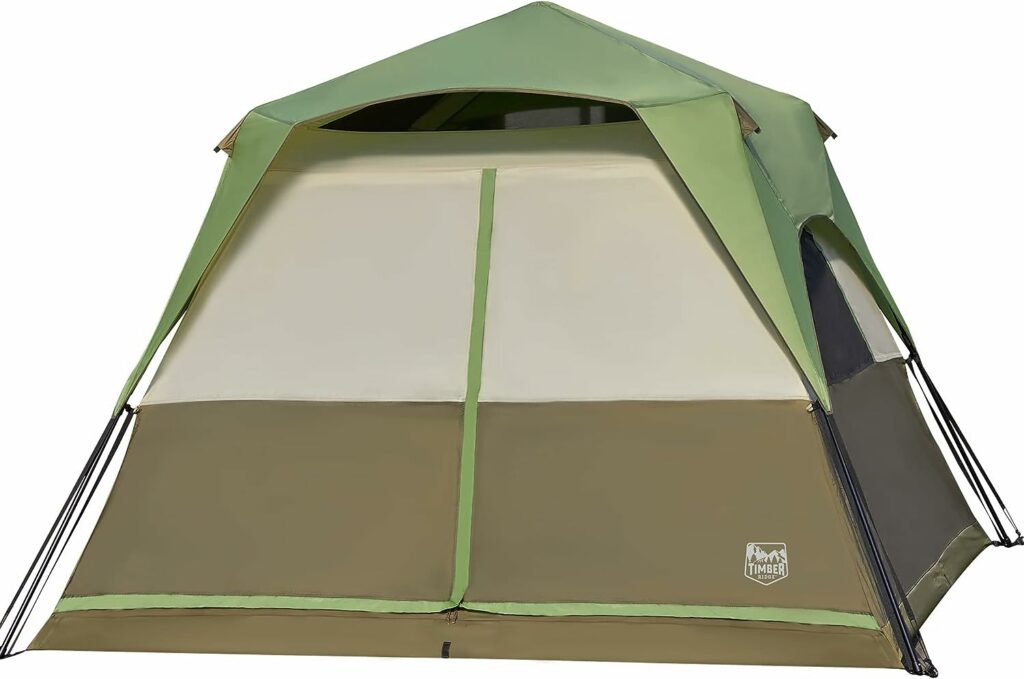 Timber Ridge 6 Person Instant Cabin Tent, Waterproof Windproof Tents for Camping with Rainfly, Easy Setup Big Tent for family for 4 Season