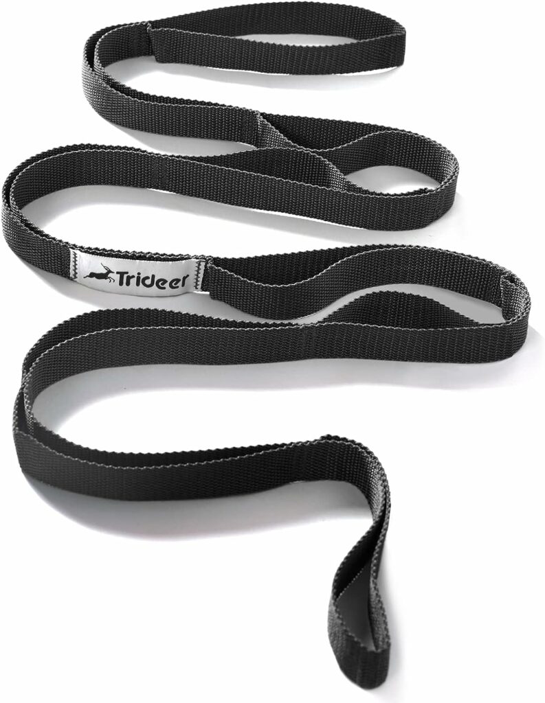 Trideer Stretching Strap Yoga Strap Physical Therapy for Home Workout, Exercise, Pilates and Gymnastics, 10 Loops Non-Elastic Stretch Bands with Aesthetic Packaging for Women  Men