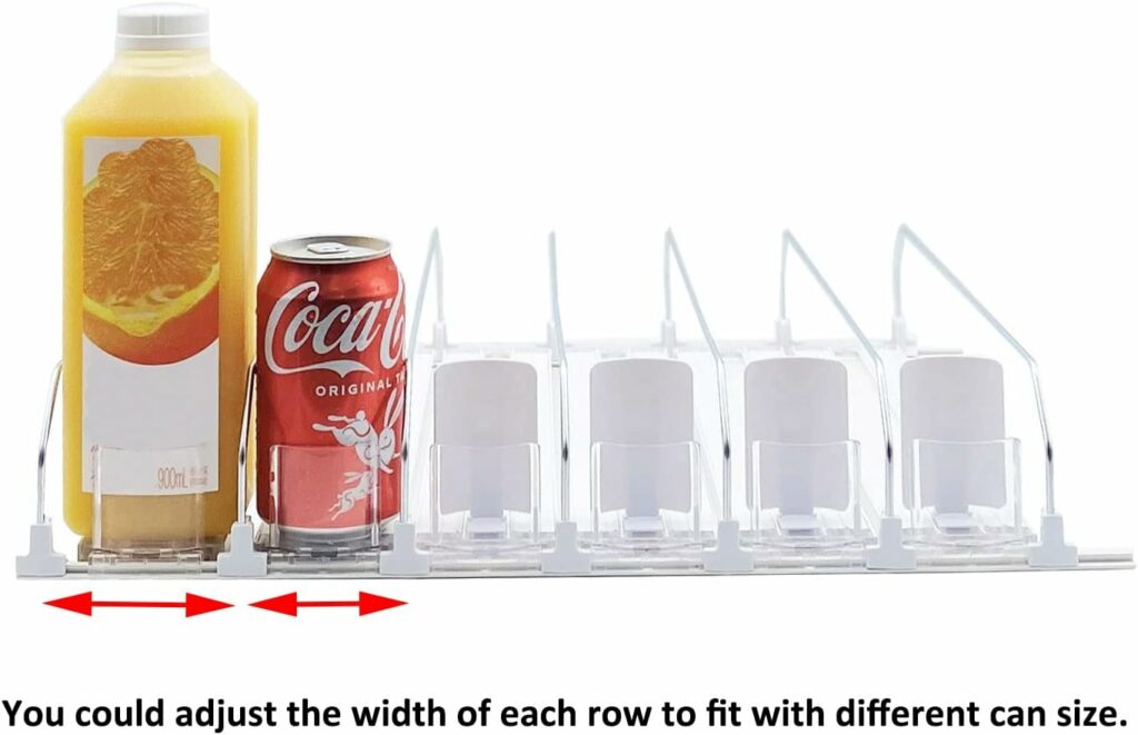 Drink Organizer for Fridge-White Automatic Pusher Glide,12oz 16oz 20oz-Soda Dispenser for Fridge-Holds up to 15 Cans